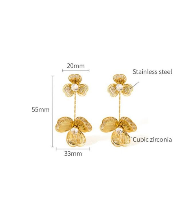 Aretes largos de pétalos