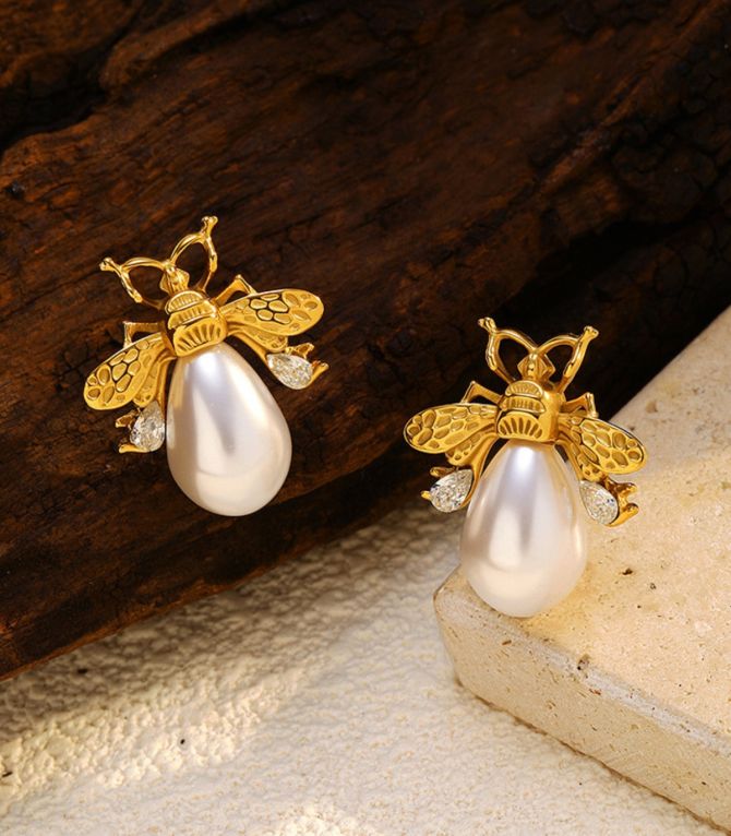 Aretes white diamond pearl