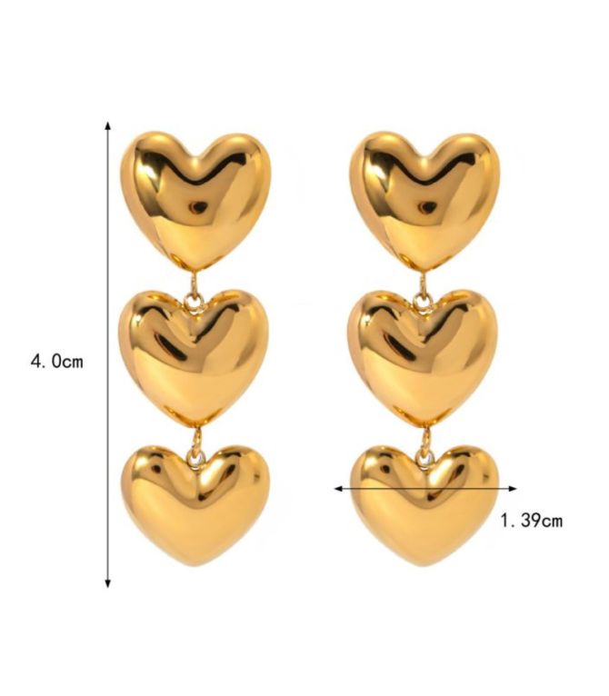 Aretes triple corazón