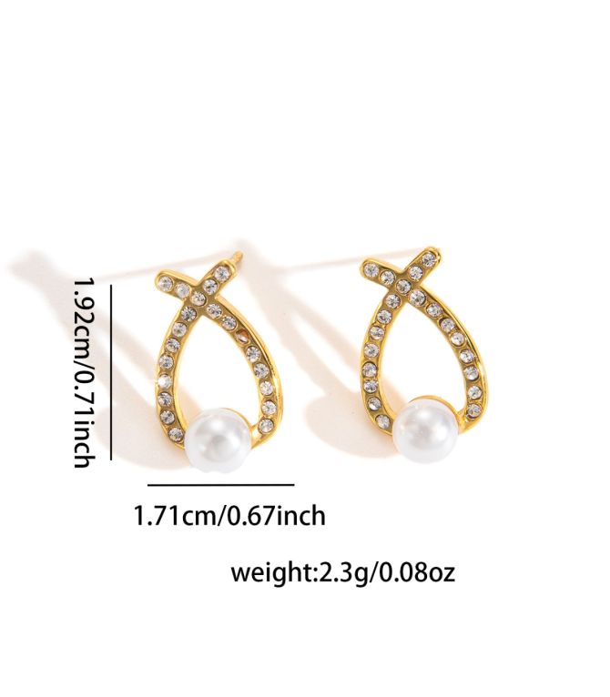 Aretes diamond pearl cross