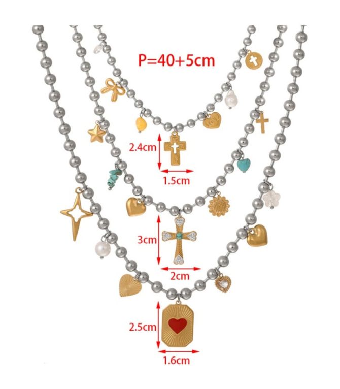 Collar plata corazón rojo