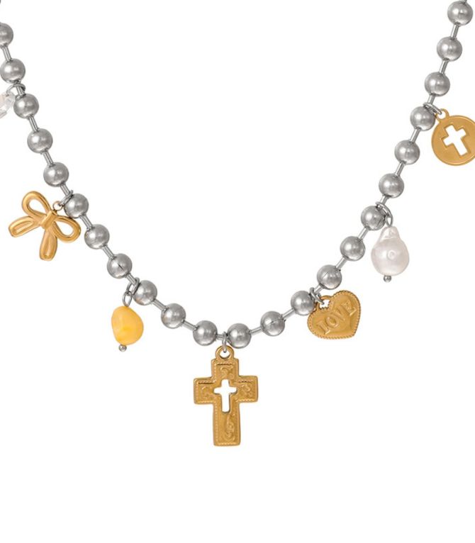 Collar plata cruz love