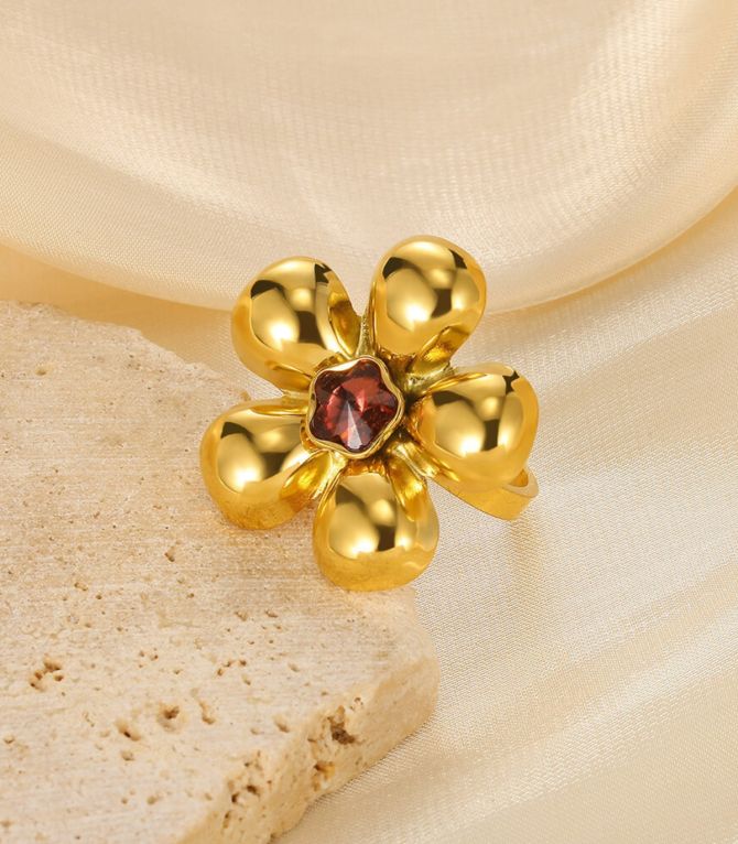 Anillo flor con zirconia