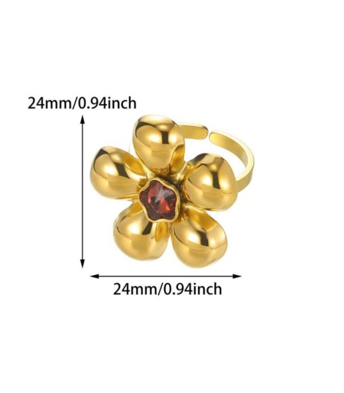 Anillo flor con zirconia