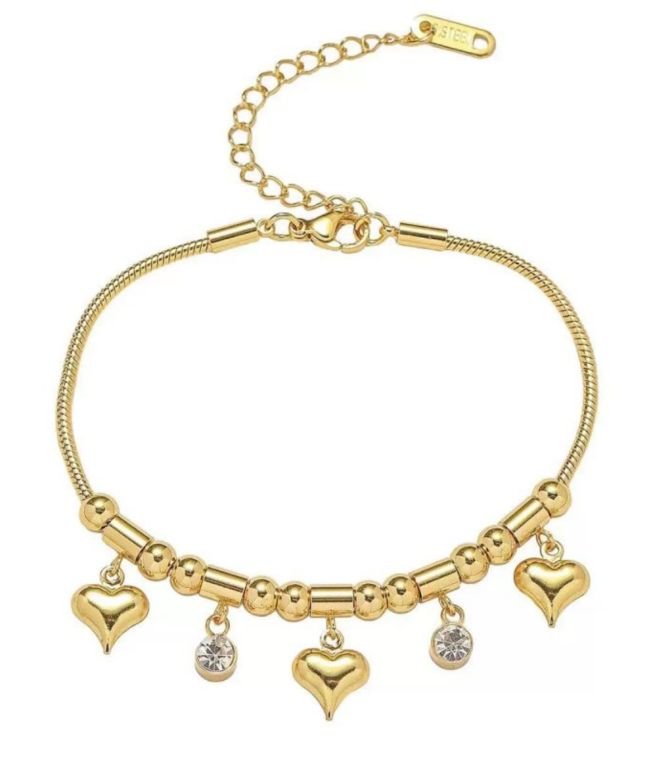 Brazalete corazones con zirconias