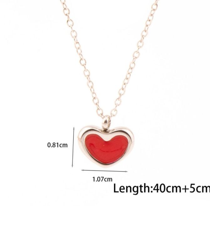 Collar plata corazón rojo