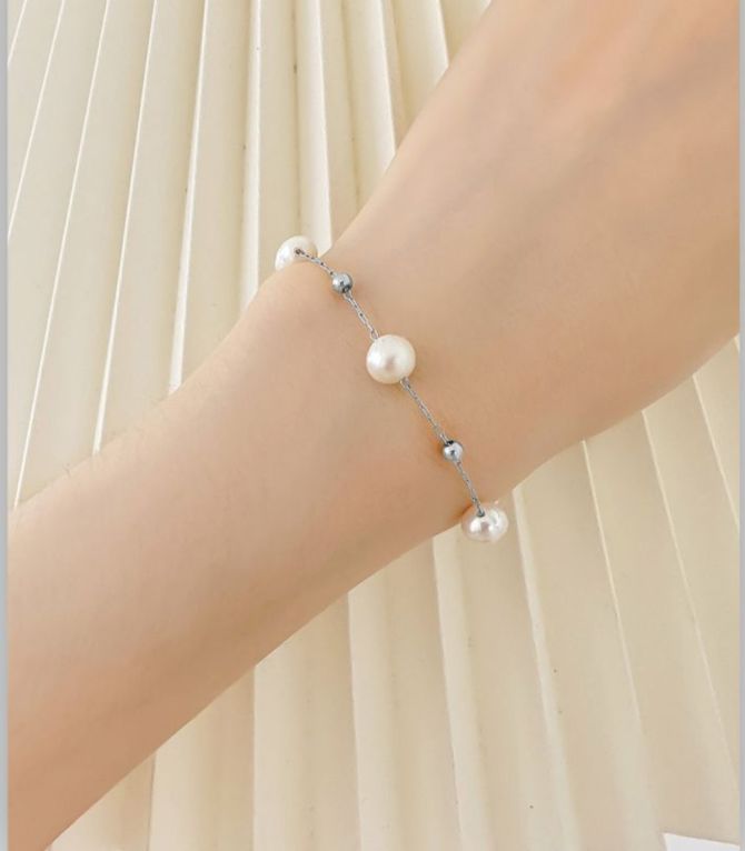 Brazalete plata perlas