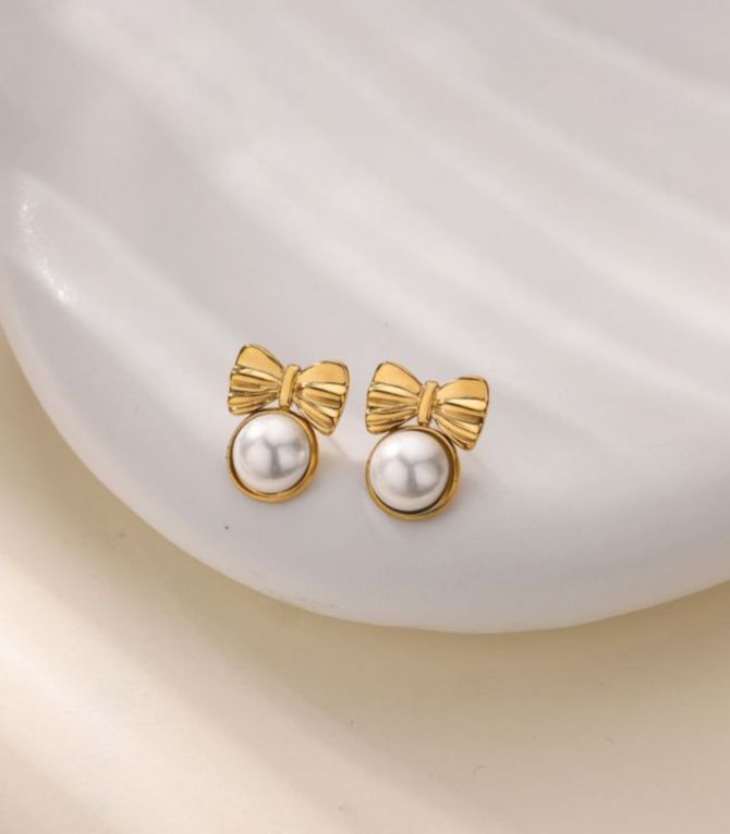 Aretes perla bow