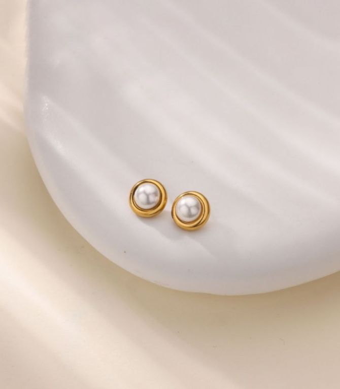Aretes perla circulo