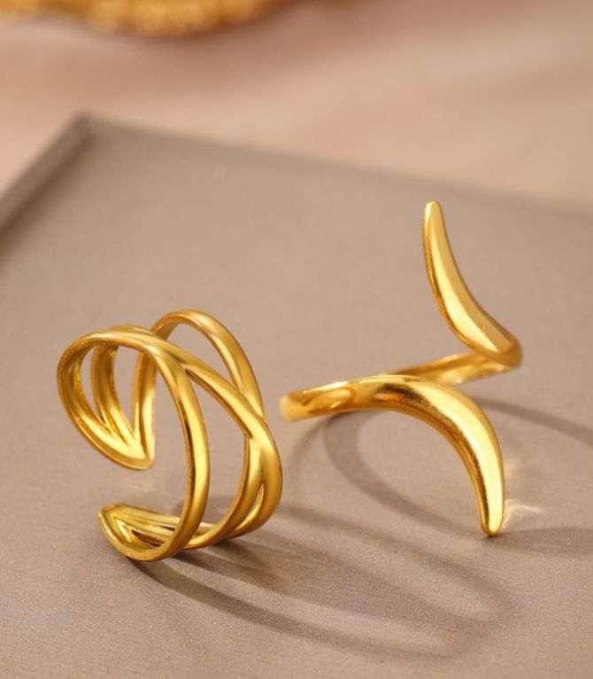 Anillos set dorado line