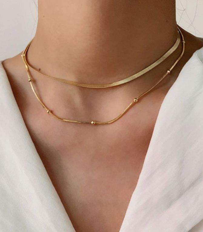 Collar doble round bead