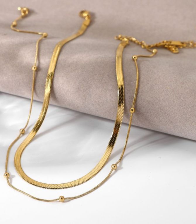 Collar doble round bead
