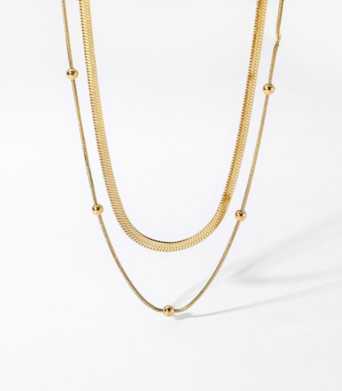 Collar doble round bead