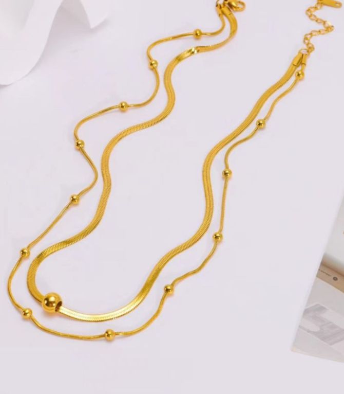 Collar round bead double