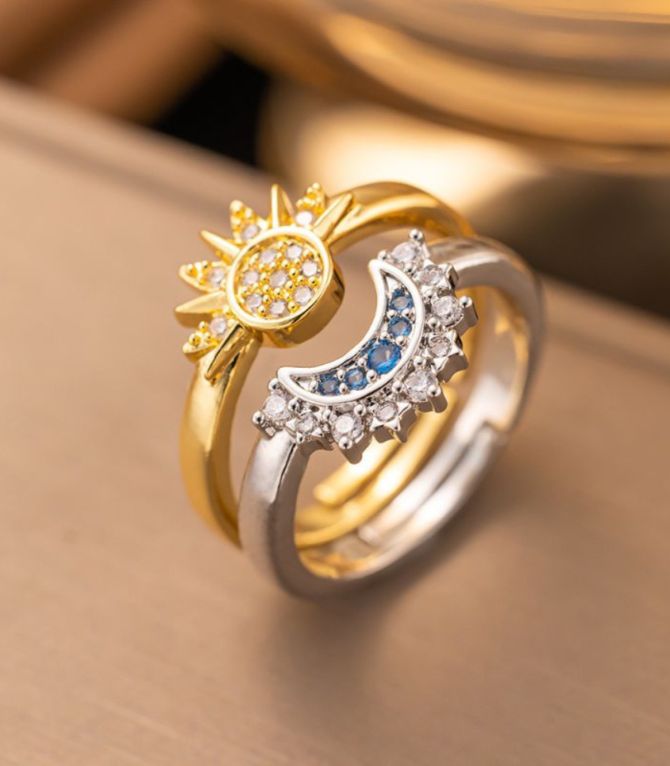 Anillo bicolor luna y sol
