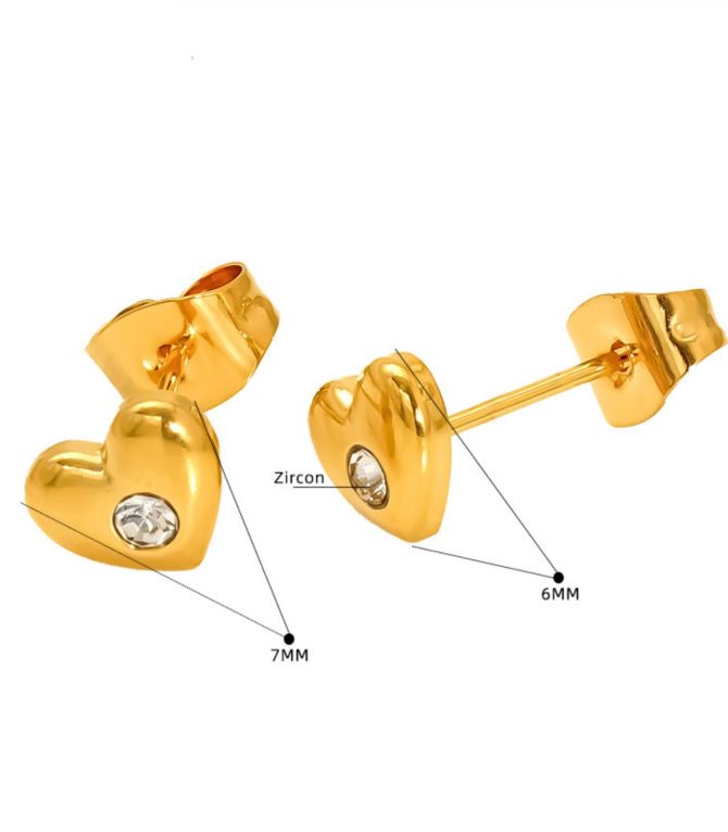 Aretes corazón con zirconia 2