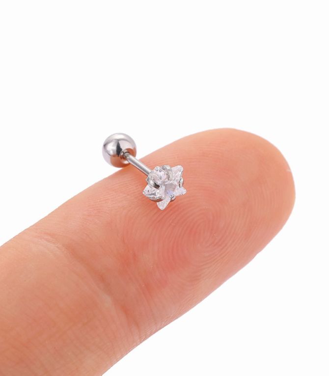 Piercing flor plata 5mm