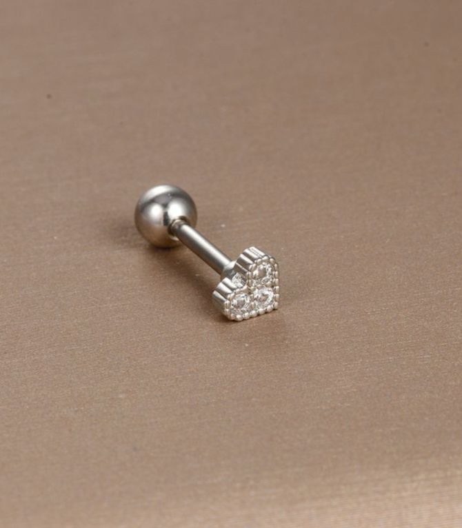 Piercing corazón plata