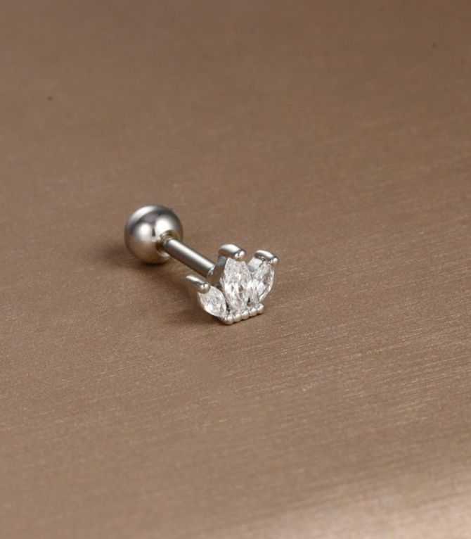 Piercing 3 hojas plata