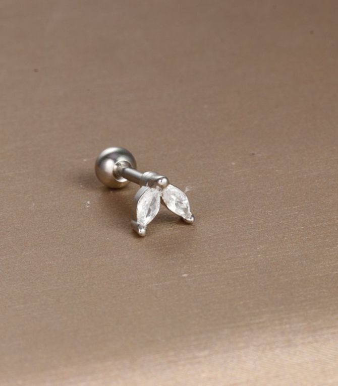 Piercing 2 hojas plata
