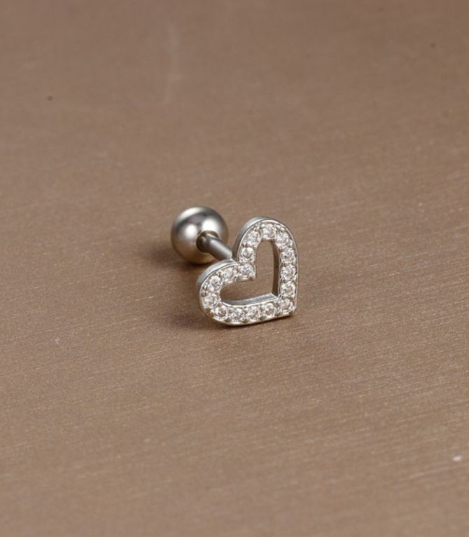 Piercing corazón plata