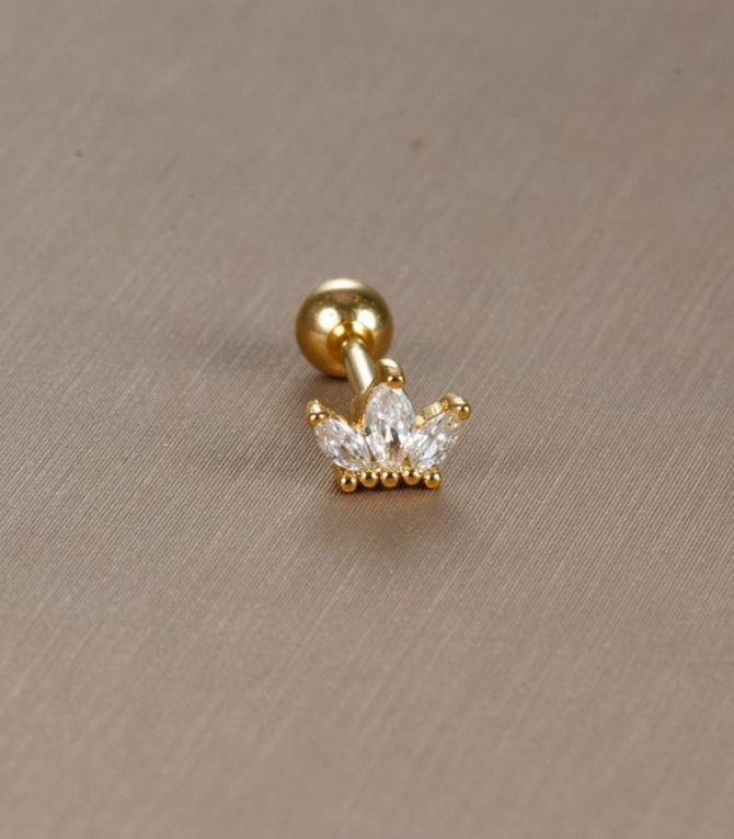 Piercing 3 hojas dorado