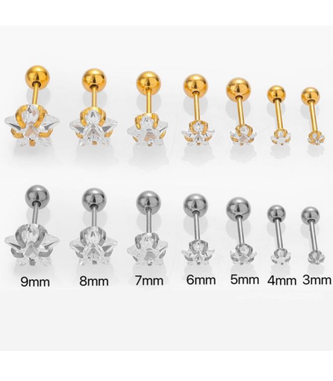 Piercing flor plata 5mm