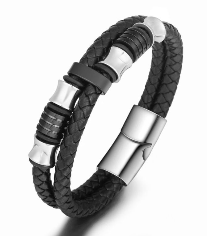 Brazalete tejido acero plata