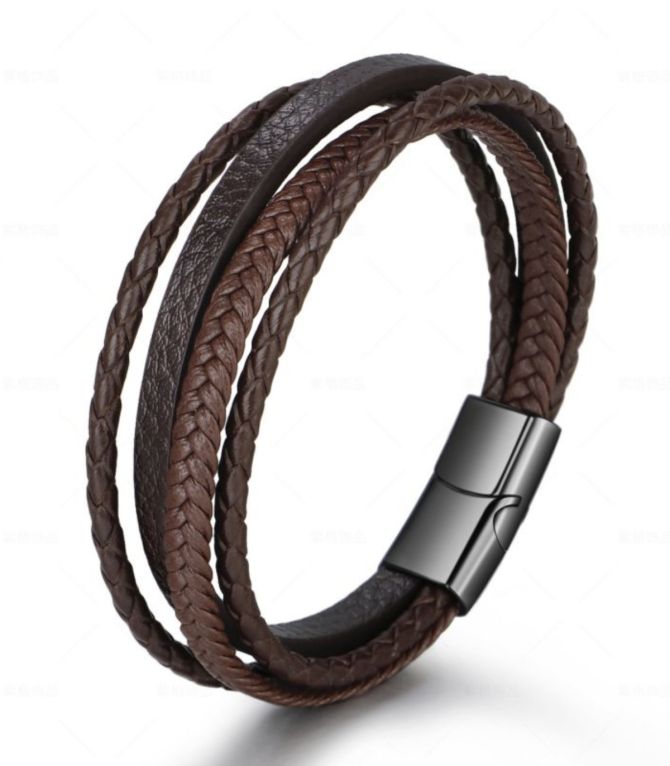 Brazalete piel cafe
