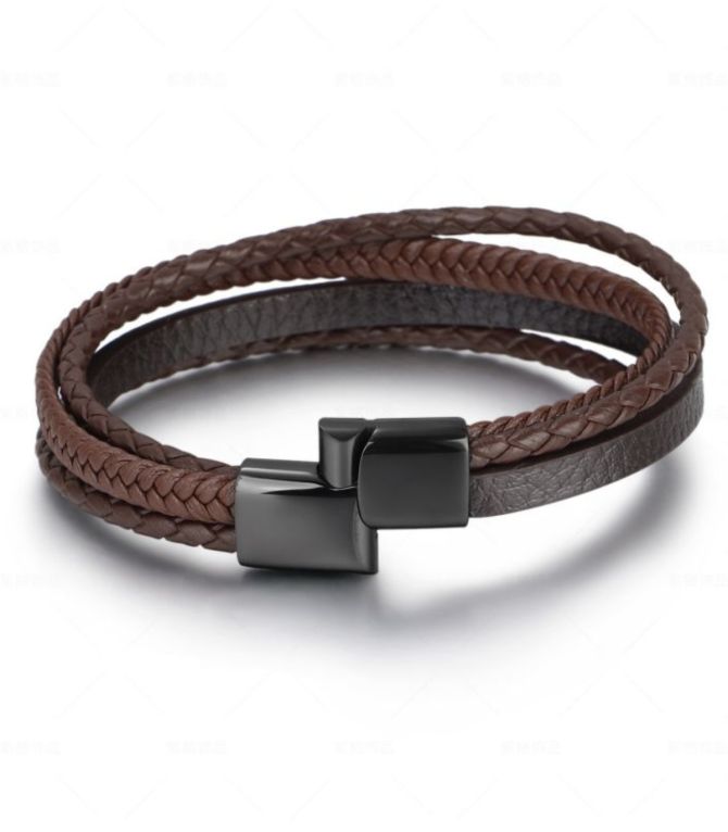 Brazalete piel cafe