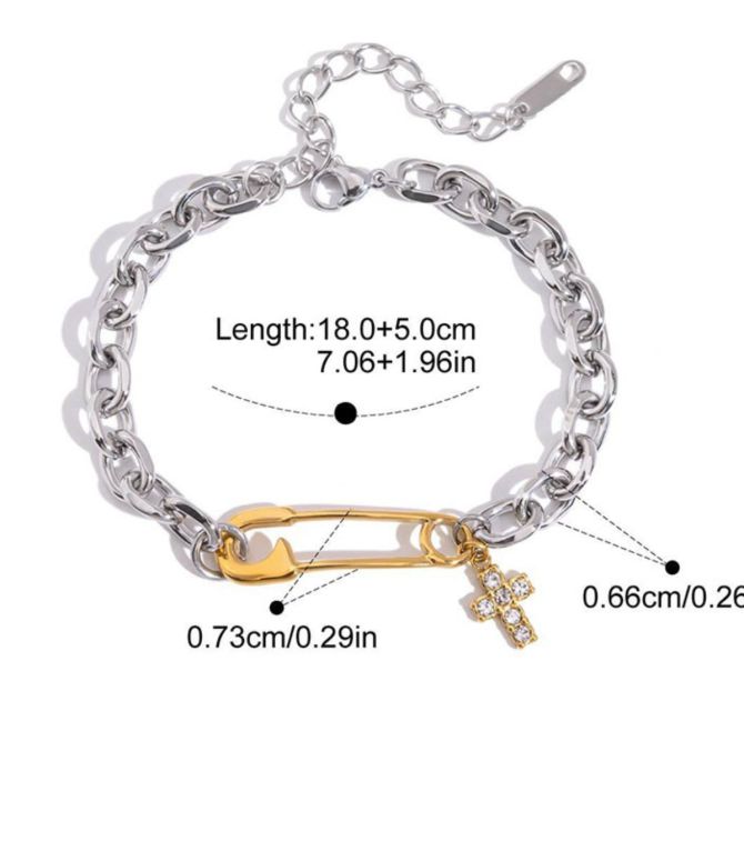 Brazalete diamond cross pin