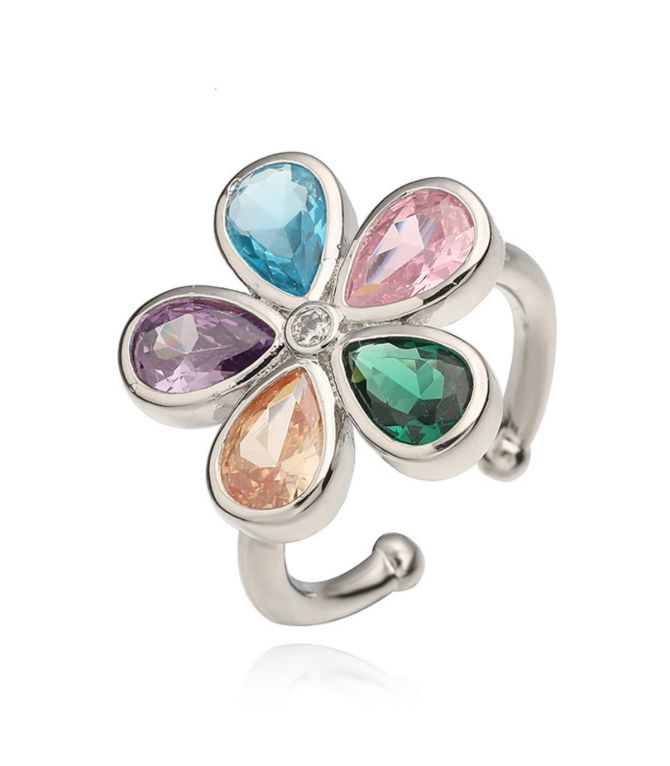Anillo flor plata