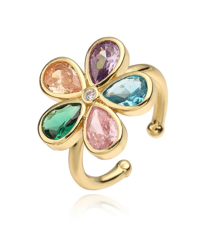 Anillo flor dorada
