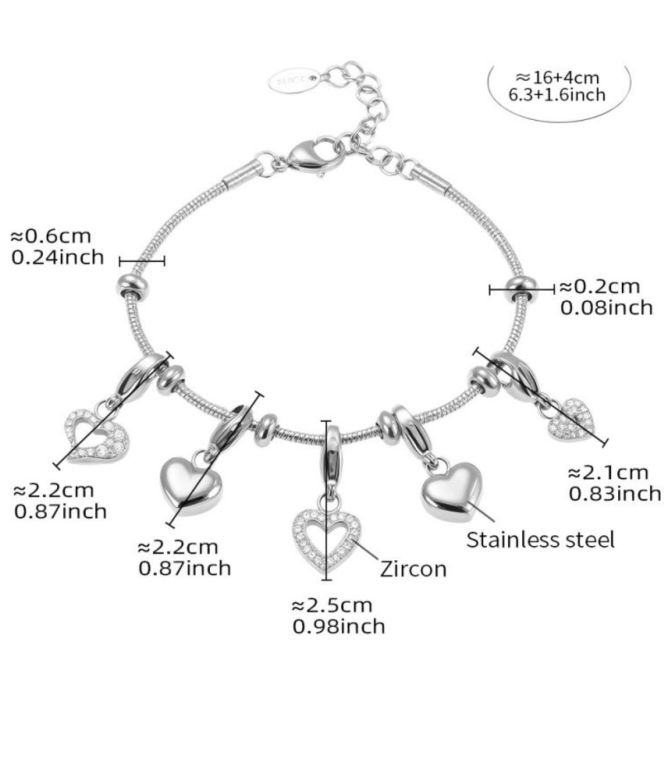 Brazalete plata charms corazon