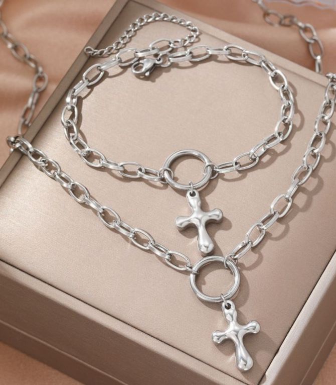 Set cruz plata