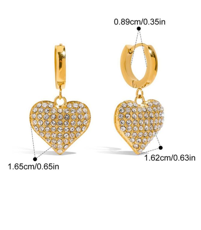 Aretes gold diamond heart