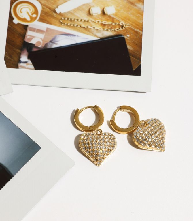Aretes gold diamond heart