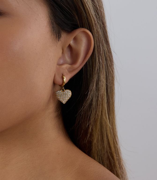 Aretes gold diamond heart