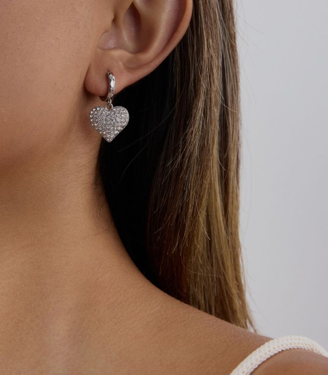 Aretes silver diamond heart