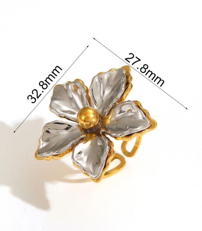 Anillo flor bicolor