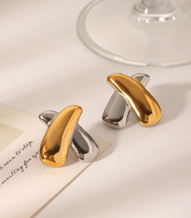 Aretes cruz bicolor