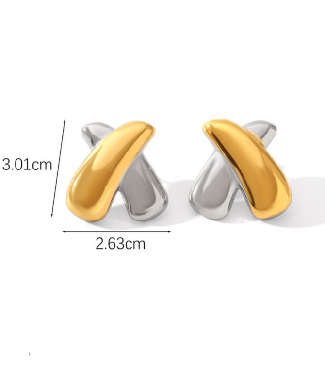 Aretes cruz bicolor