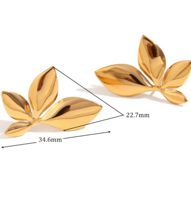 Aretes dorados hojas