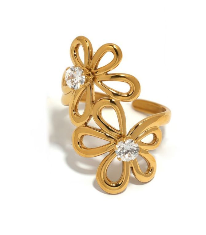 Anillo flores con zirconias