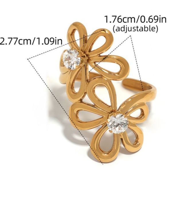 Anillo flores con zirconias