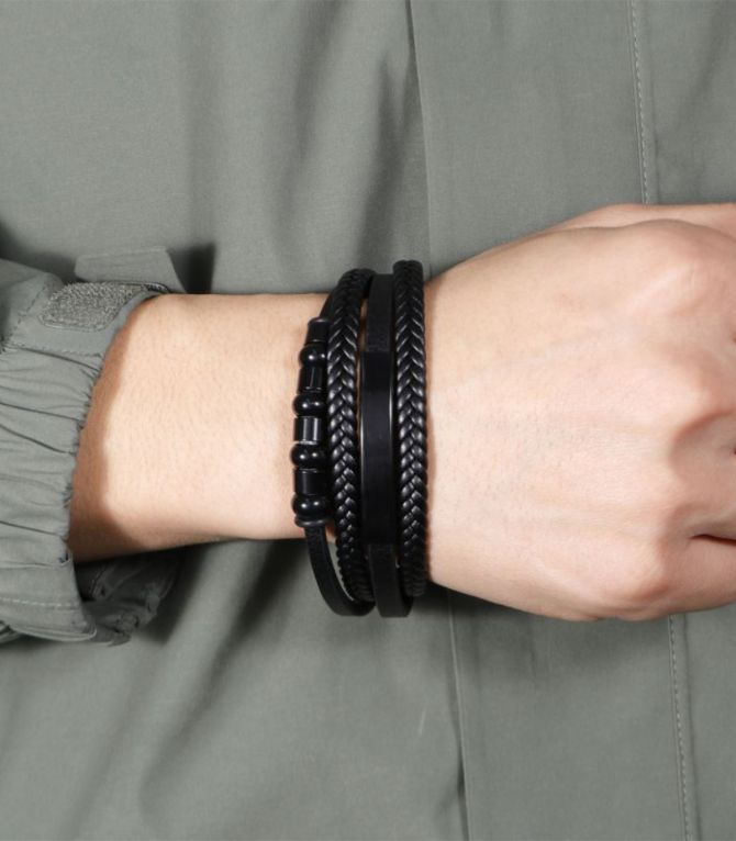 Brazalete leather cord braided