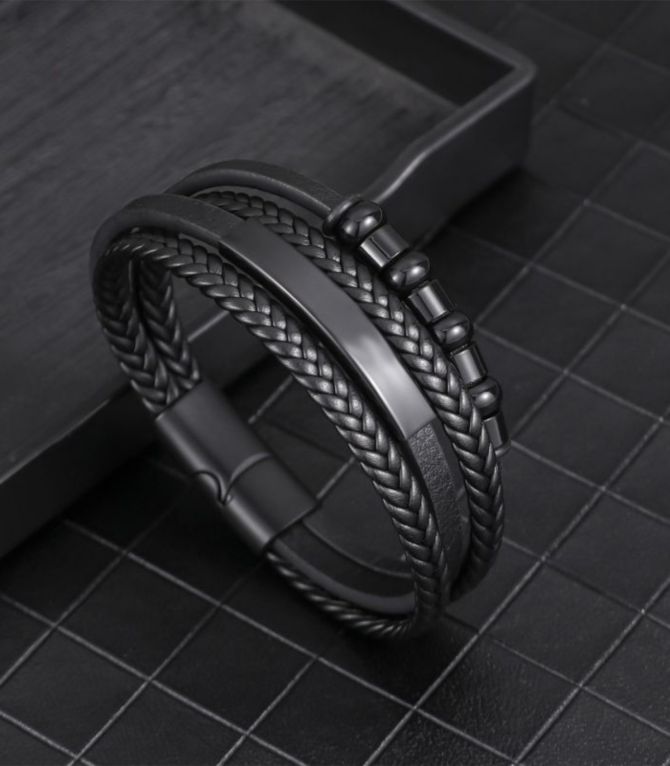 Brazalete leather cord braided