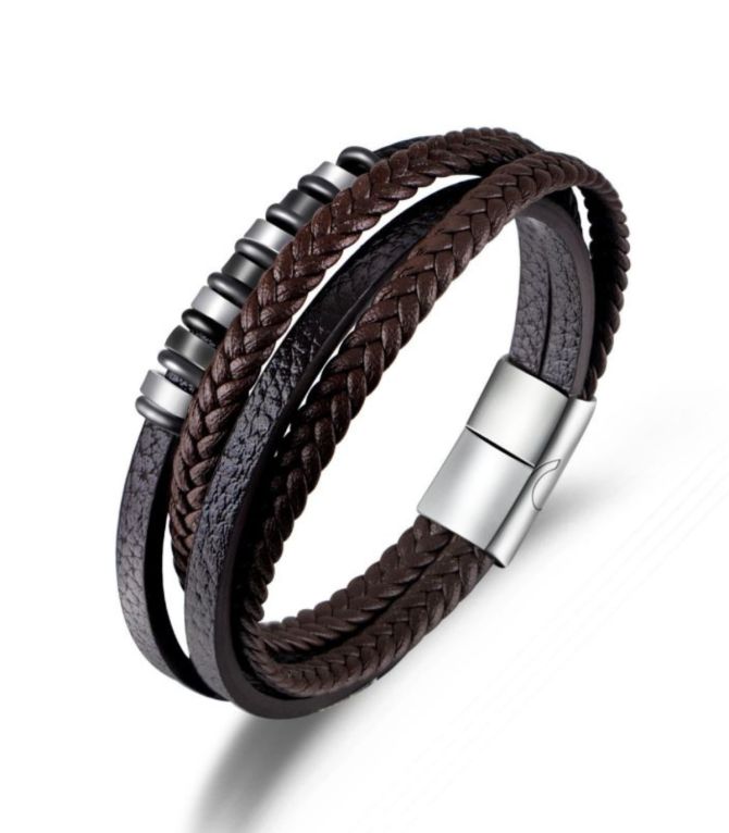 Brazalete buckle silver brown