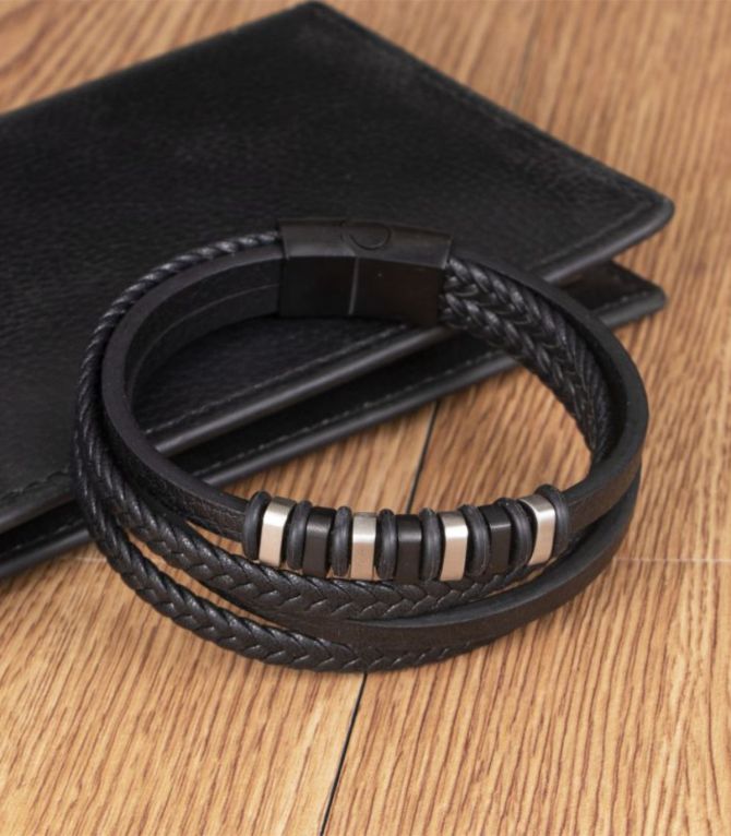 Brazalete buckle silver black