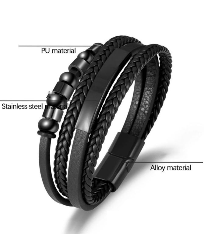 Brazalete buckle silver black